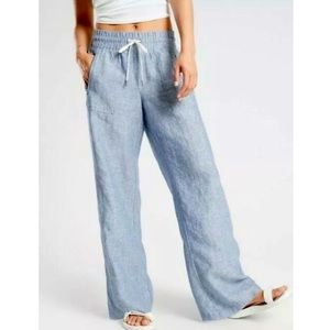 athleta blue cabo linen wide leg pant. size 00.